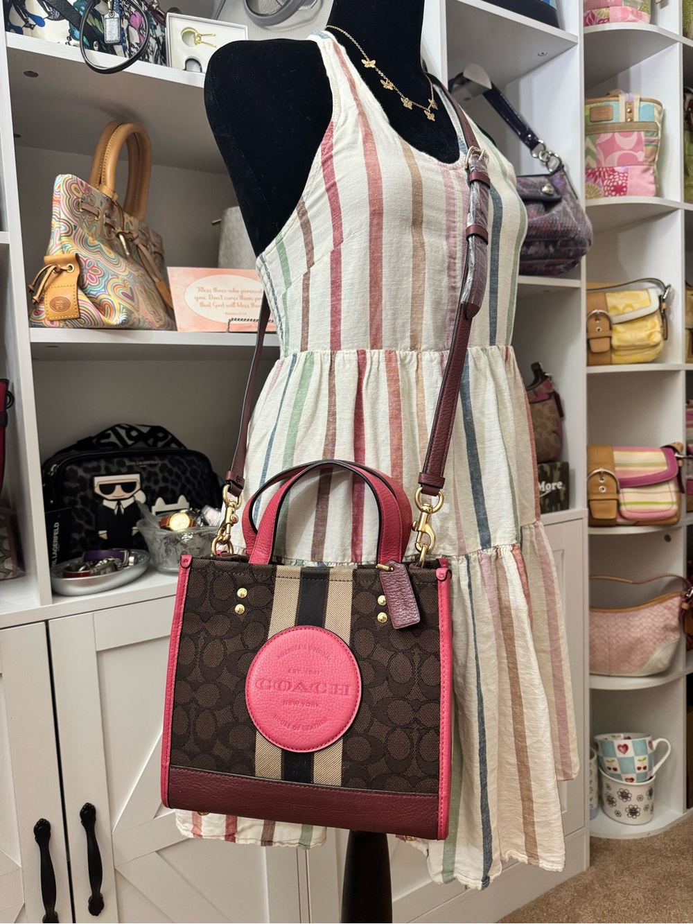 Coach Pink-Trim Dempsey Tote 22